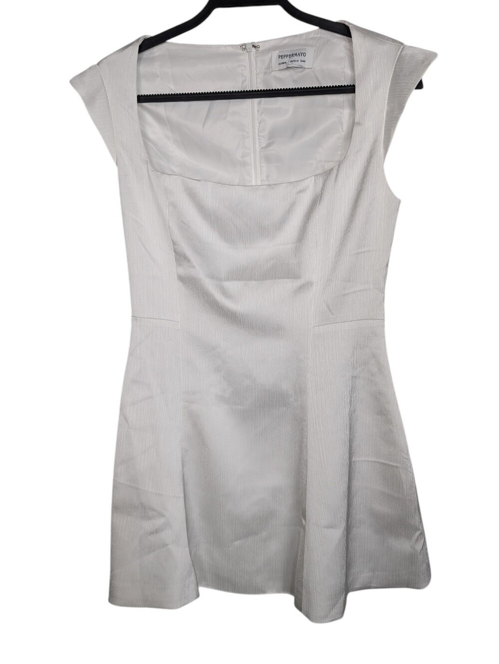 Peppermayo White Satin Cap Sleeve Square Neck Bride Bridal Mini Dress Size 8